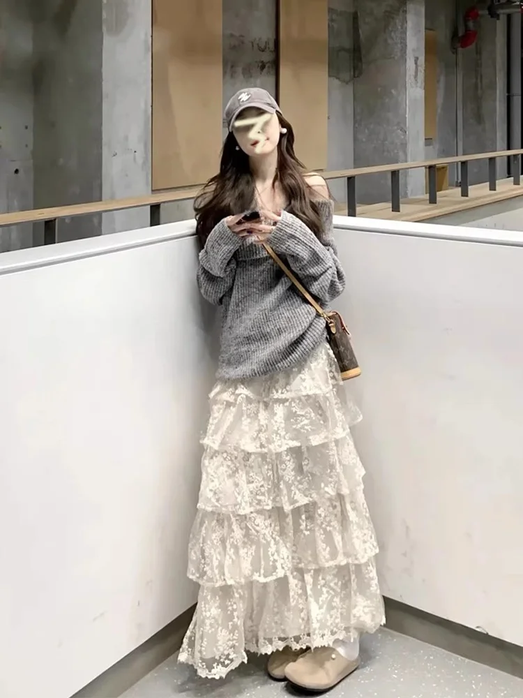 Slimming High Waist Lace Casual Simple Korean Style Half-length Skirt Spring Summer Elegant Hollow out A-line Midi Skirt
Slimming High Waist Lace Casual Simple Korean Style Half-length Skirt Spring Summer Elegant Hollow out A-line Midi Skirt