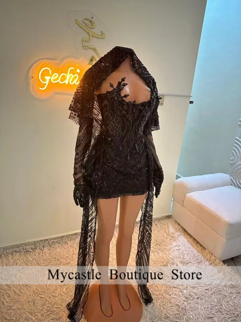 New Shiny Black Girl Prom Dresses 2026 With Gloves Luxury Beaded Mini Birthday Dress Vestidos Para Mujer De Noche Customized
New Shiny Black Girl Prom Dresses 2026 With Gloves Luxury Beaded Mini Birthday Dress Vestidos Para Mujer De Noche Customized