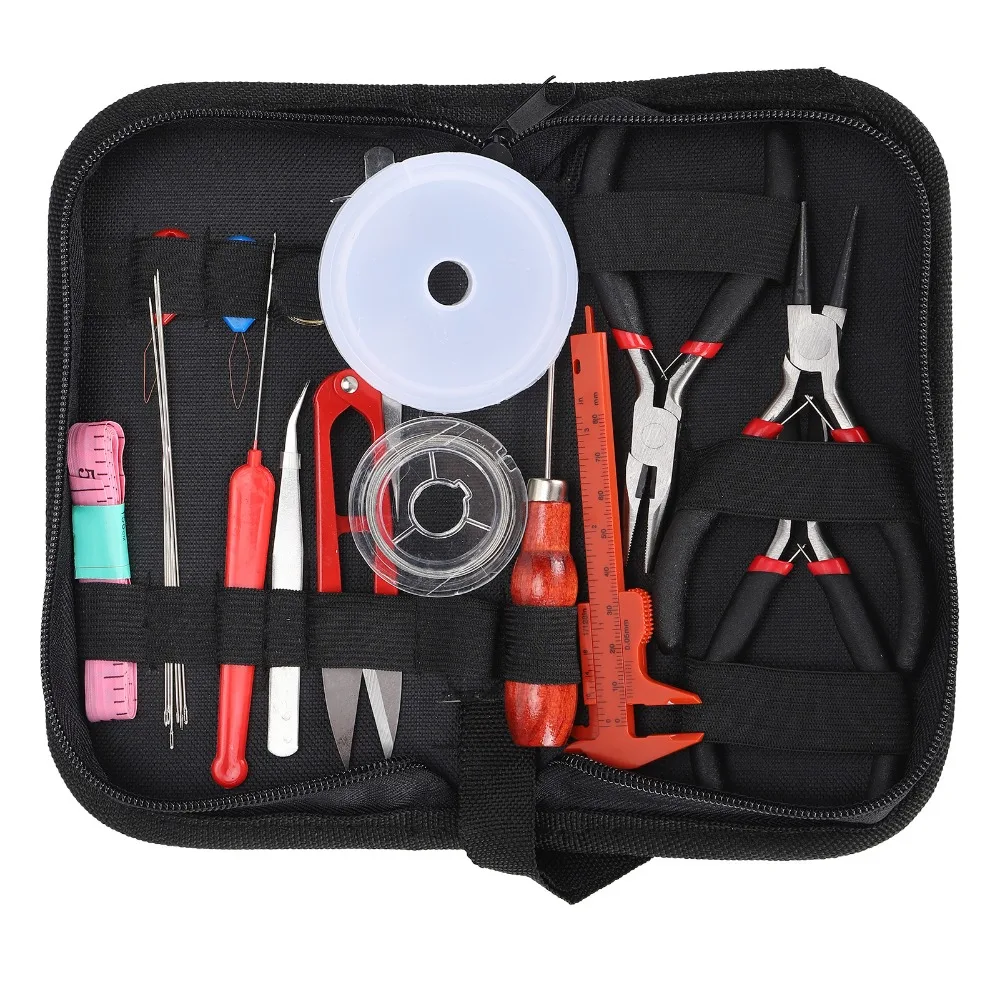 22 Pcs Complete Set Jewelry Making Tool Kit Zippered Oxford Bag Black Jewelry Making Supplies Kit Pearls Making Kit
22 Pcs Complete Set Jewelry Making Tool Kit Zippered Oxford Bag Black Jewelry Making Supplies Kit Pearls Making Kit