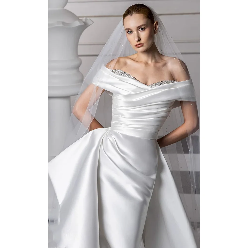 Elegant Pure White Off the shoulder Evening Dress With Train New Fashion Female Floor Length Party Prom Gowns
Elegant Pure White Off the shoulder Evening Dress With Train New Fashion Female Floor Length Party Prom Gowns