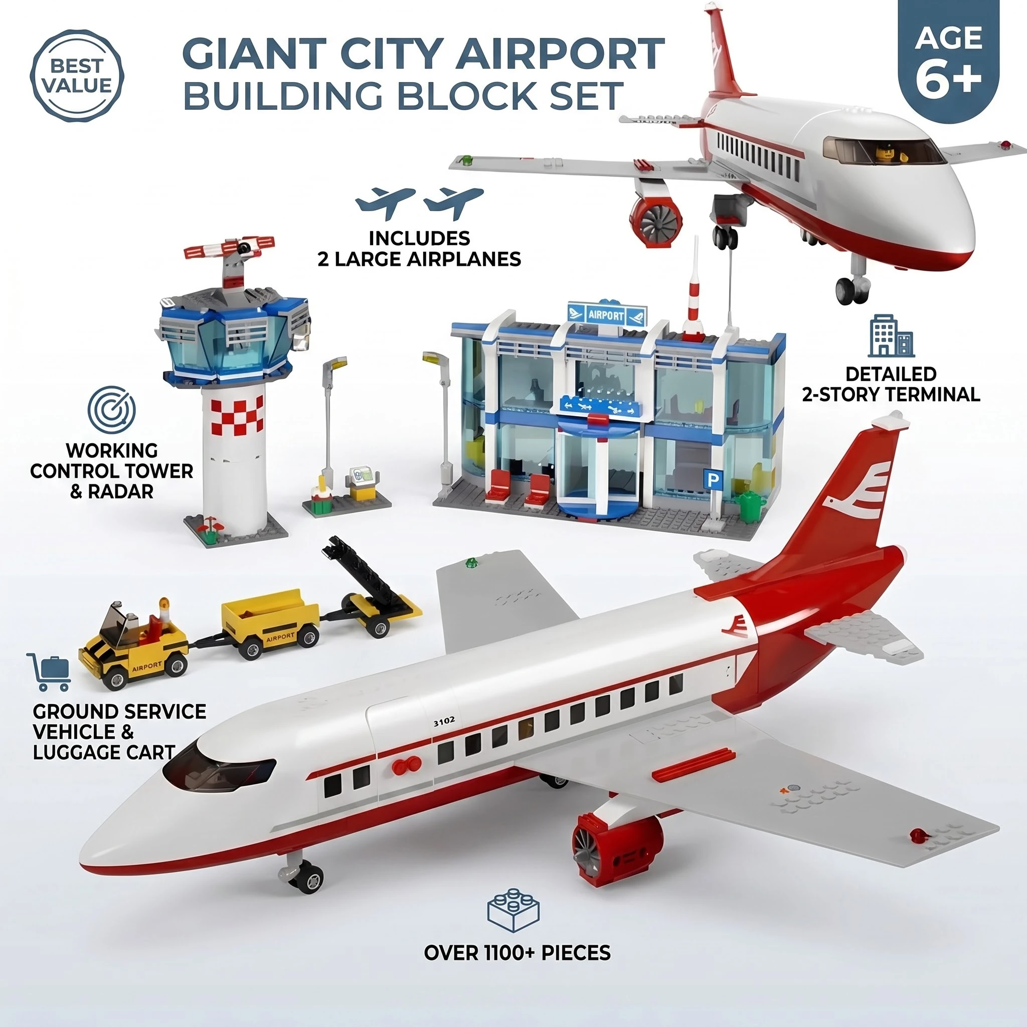 Nwe 60367 60104 Airport Terminal Passenger Plane Model Building Blocks International Airport Station Brick Toy Christmas Gift
Nwe 60367 60104 Airport Terminal Passenger Plane Model Building Blocks International Airport Station Brick Toy Christmas Gift