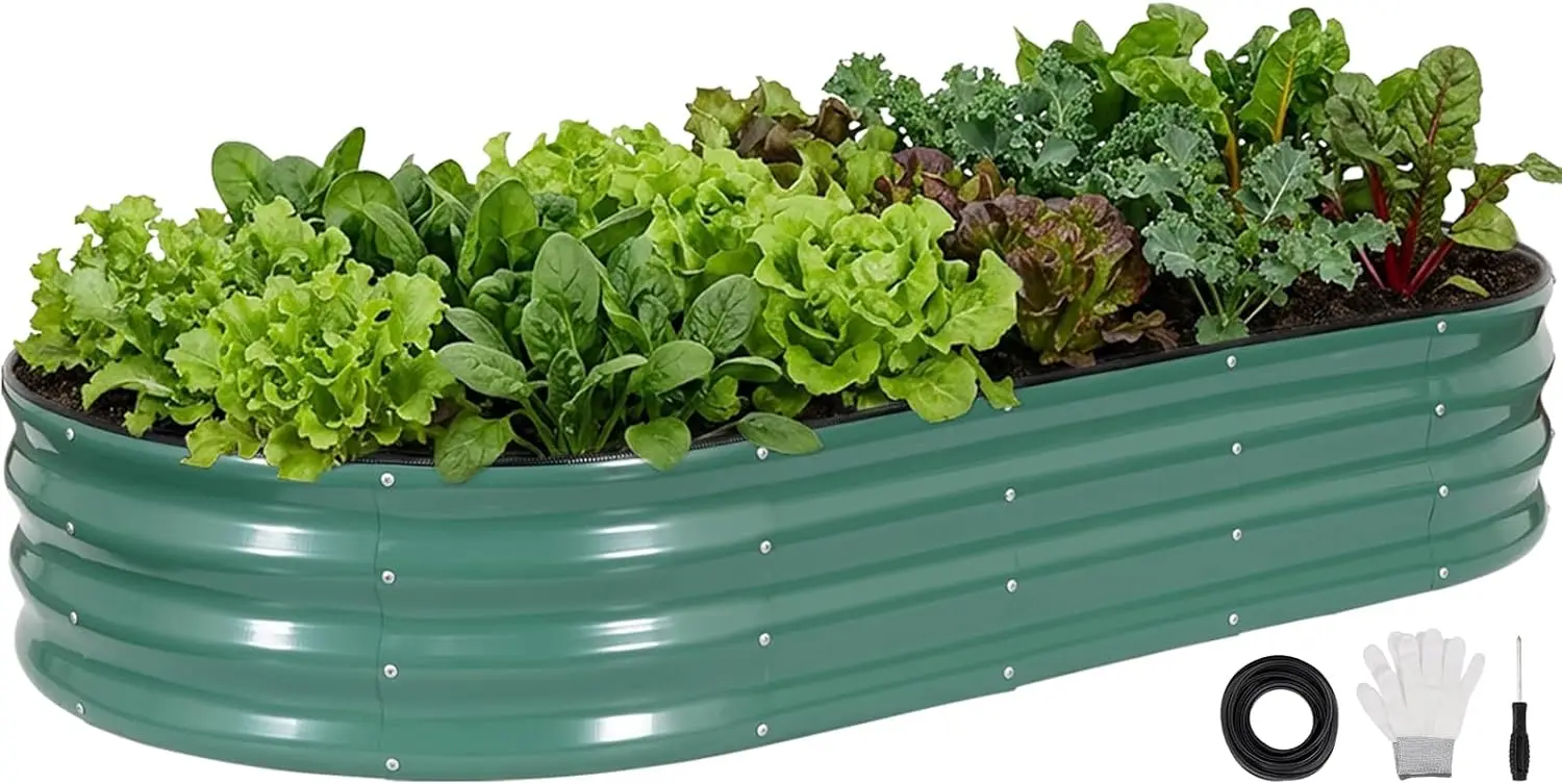 Galvanized Raised Garden Bed, 6x3x1FT Oval Metal Raised Garden Beds for Vegetables, Rust-Resistant & Easy Assembly, Outd
Galvanized Raised Garden Bed, 6x3x1FT Oval Metal Raised Garden Beds for Vegetables, Rust-Resistant & Easy Assembly, Outd