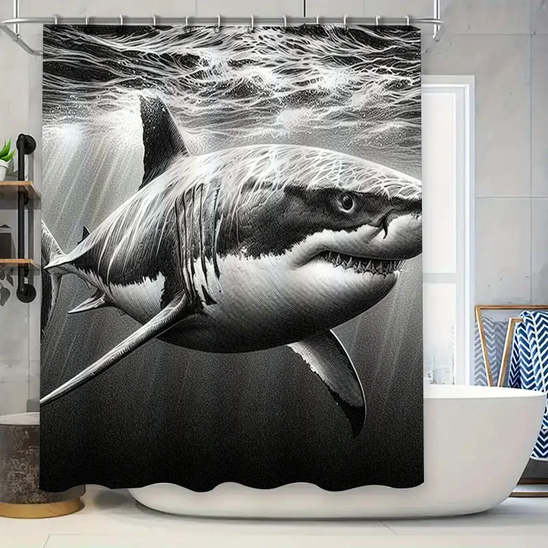 Black White Shark Underwater Scene Bathroom Shower Curtain Decorative Waterproof Home Bath Linen Artistic Print
Black White Shark Underwater Scene Bathroom Shower Curtain Decorative Waterproof Home Bath Linen Artistic Print