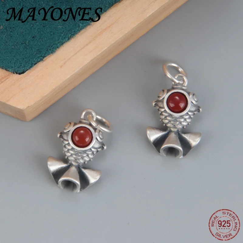 925 Pure Silver Goldfish Pendant Vintage Thai Silver Inlaid South Red Cute Little Fish DIY Handmade Jewelry
925 Pure Silver Goldfish Pendant Vintage Thai Silver Inlaid South Red Cute Little Fish DIY Handmade Jewelry