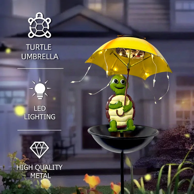Solar powered iron turtle ground bird feeder outdoor garden decoration courtyard turtle umbrella ornament
Solar powered iron turtle ground bird feeder outdoor garden decoration courtyard turtle umbrella ornament