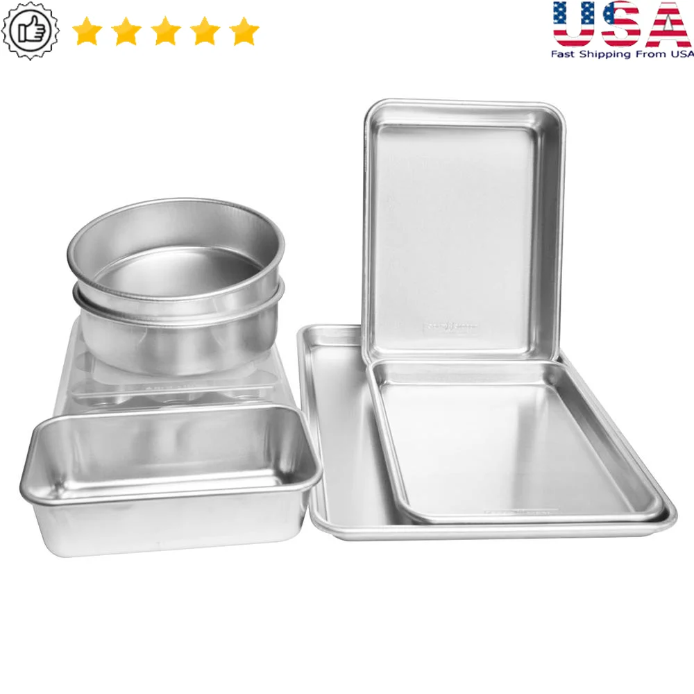 8 Piece Natural Aluminum Baking Set Includes Cake Muffin Loaf Pans with Lid Even Baking and Cooking
8 Piece Natural Aluminum Baking Set Includes Cake Muffin Loaf Pans with Lid Even Baking and Cooking