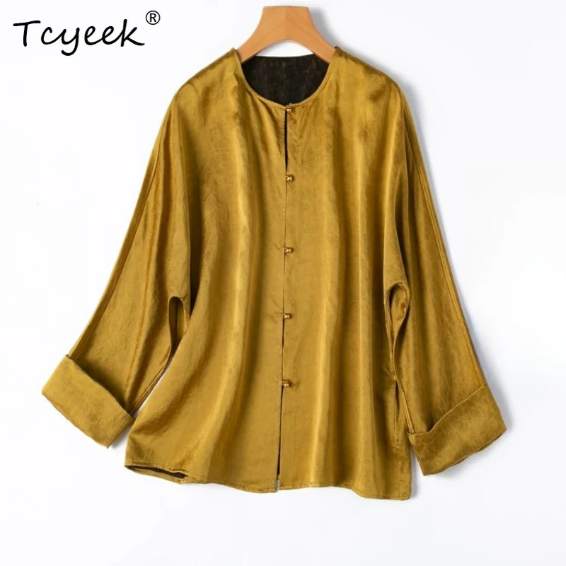 Tcyeek 100% Real Silk Womens Tops 2026 Spring Autumn New Chinese-style Two-sided Round Collar Shirts Woman Clothes Chemise Femme
Tcyeek 100% Real Silk Womens Tops 2026 Spring Autumn New Chinese-style Two-sided Round Collar Shirts Woman Clothes Chemise Femme