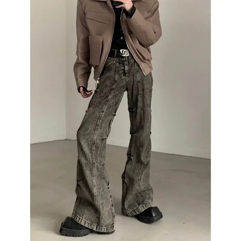 Foufurieux Spring Autumn Men Retro Gray Stacked Flare Jeans Distressed Hip Hop Trousers Low Rise Pants Loose Casual Bell Bottoms
Foufurieux Spring Autumn Men Retro Gray Stacked Flare Jeans Distressed Hip Hop Trousers Low Rise Pants Loose Casual Bell Bottoms