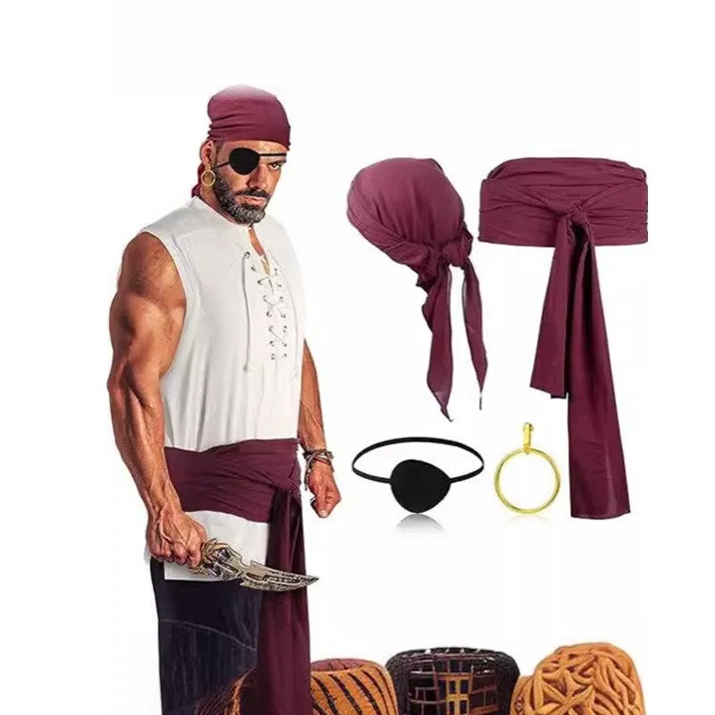 Adult Halloween Pirate Role Play Cos Medieval Retro Vest Top Headscarf Belt Performance Costume Women's Ethnic Stage Wear
Adult Halloween Pirate Role Play Cos Medieval Retro Vest Top Headscarf Belt Performance Costume Women's Ethnic Stage Wear