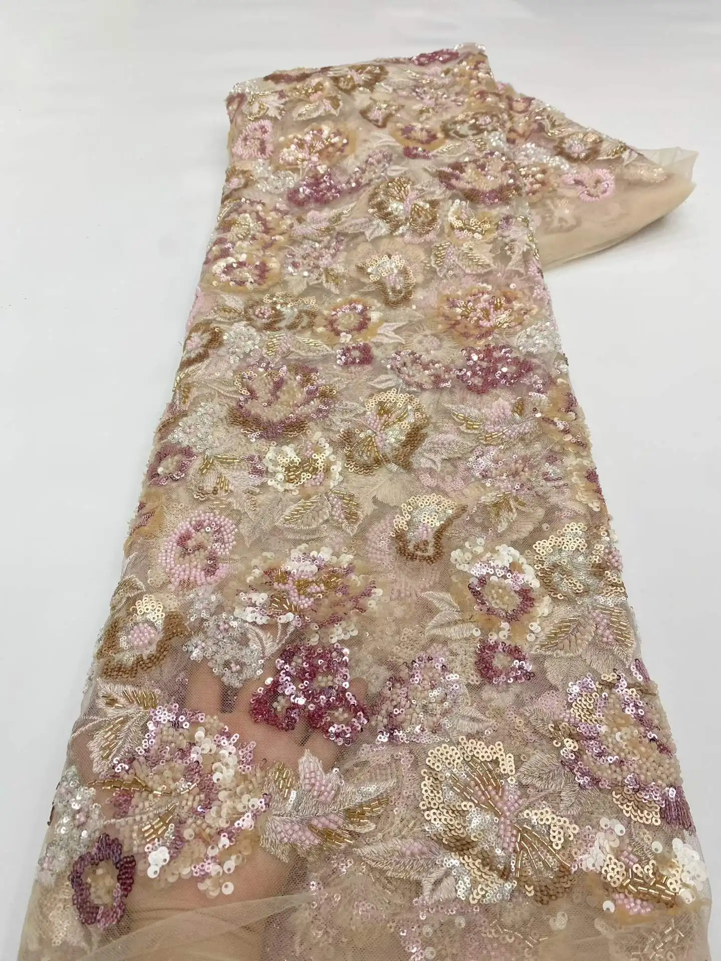 Luxury African Groom Embroidered Sequin Lace Fabric 5 yards French Nigerian Beaded Lace Fabric for Wedding Wedding Dress Sewing
Luxury African Groom Embroidered Sequin Lace Fabric 5 yards French Nigerian Beaded Lace Fabric for Wedding Wedding Dress Sewing
