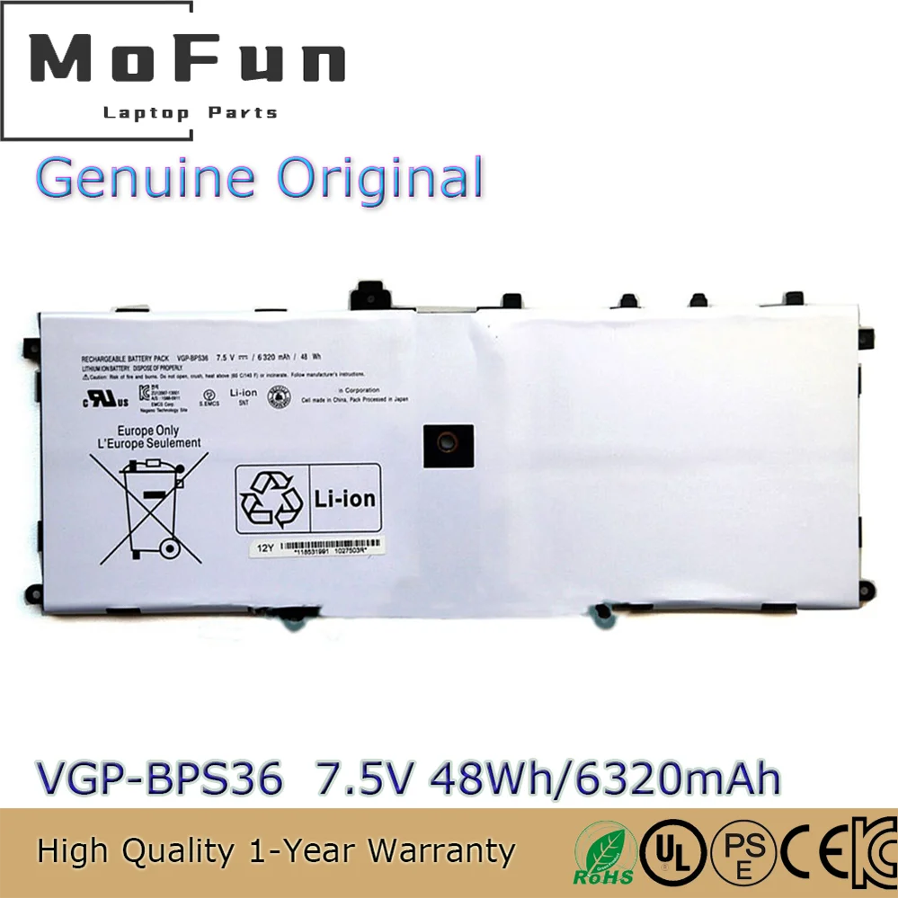 Оригинальный аккумулятор для ноутбука VGP-BPS36 7,5 В 48 Втч для Sony Vaio Duo 13 SVD132A14W SVD1323YCGW SVD13211C
Оригинальный аккумулятор для ноутбука VGP-BPS36 7,5 В 48 Втч для Sony Vaio Duo 13 SVD132A14W SVD1323YCGW SVD13211C