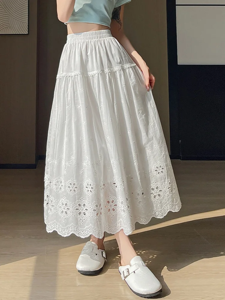 SMTHMA Vintage Hollow Out Cotton Linen Skirt Women Girl Embroidery Lace High Waist A-line Pleated Long Skirt falda mujer
SMTHMA Vintage Hollow Out Cotton Linen Skirt Women Girl Embroidery Lace High Waist A-line Pleated Long Skirt falda mujer