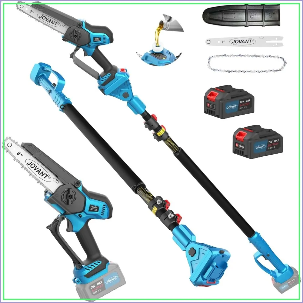2-in-1 Cordless Pole Saw & Hand Saw, 8 Inch Electric Chainsaw with Extension Pole, 20V 4.0Ah Battery, Tree Trimmer for High Branches
2-in-1 Cordless Pole Saw & Hand Saw, 8 Inch Electric Chainsaw with Extension Pole, 20V 4.0Ah Battery, Tree Trimmer for High Branches