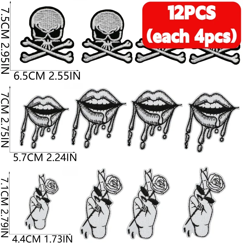 Wholesale PUNK Love Girls Black and White Flower Knife Embroidery 10/12PCS Lightning Decoration Patch Ironing Bag/hat/cloth
Wholesale PUNK Love Girls Black and White Flower Knife Embroidery 10/12PCS Lightning Decoration Patch Ironing Bag/hat/cloth