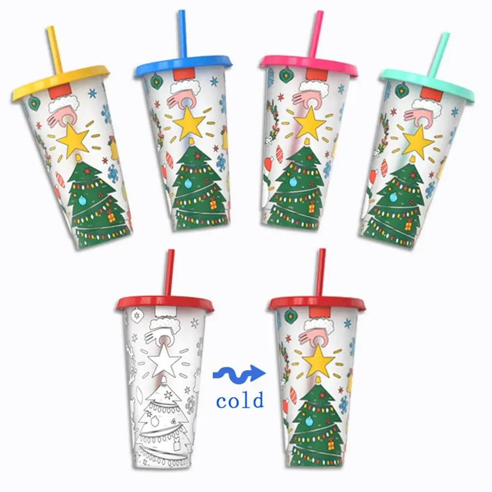 Portable Plastic Color Changing Cup Discoloration Reusable Cold Drink Cup Dining Supplies 710ml Straw Cup Christmas
Portable Plastic Color Changing Cup Discoloration Reusable Cold Drink Cup Dining Supplies 710ml Straw Cup Christmas