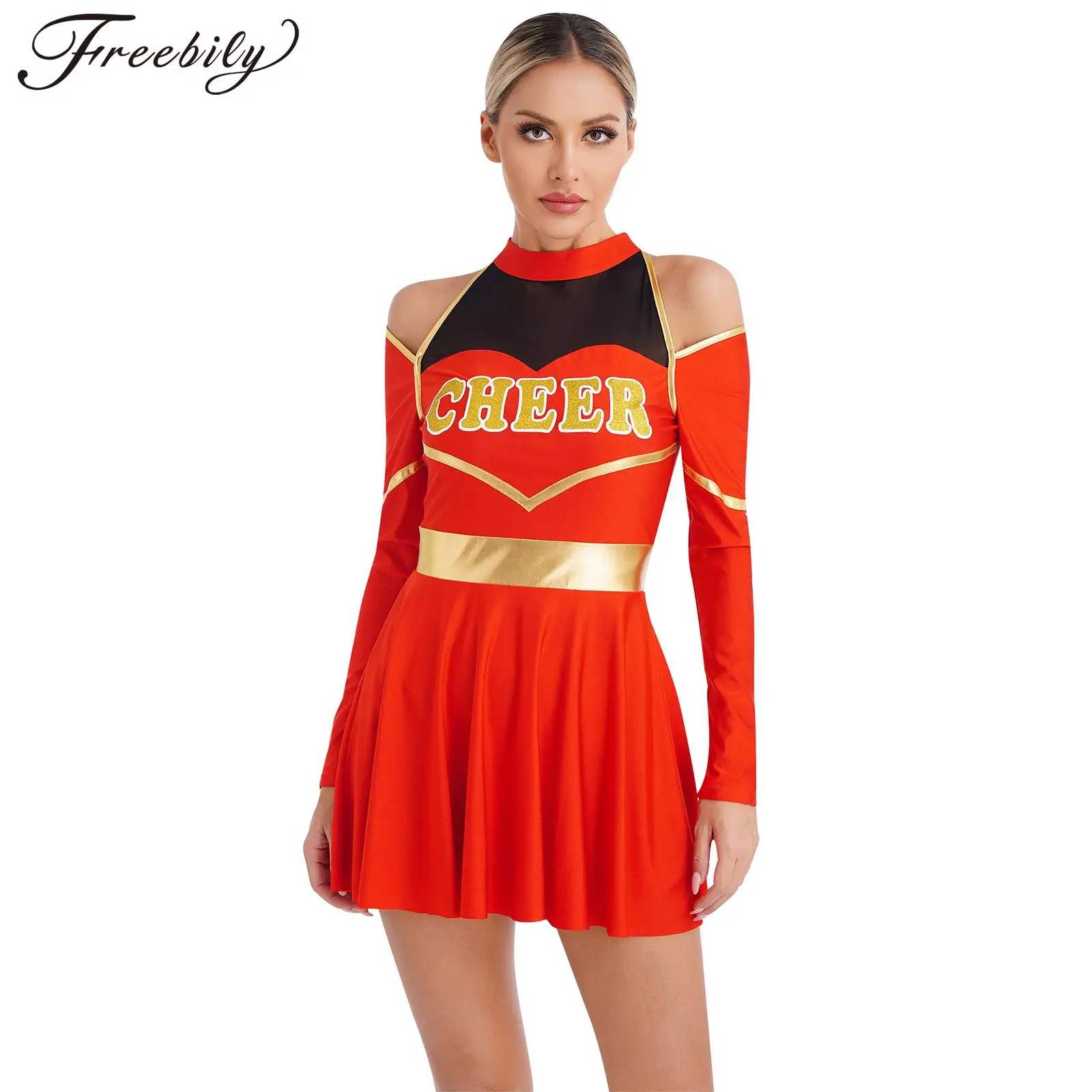 Womens Adult Cosplay Cheerleader Costume Cheerleading Uniform Long Sleeve Cheer Up Dance Dress Cheering Dancewear Teamwear
Womens Adult Cosplay Cheerleader Costume Cheerleading Uniform Long Sleeve Cheer Up Dance Dress Cheering Dancewear Teamwear