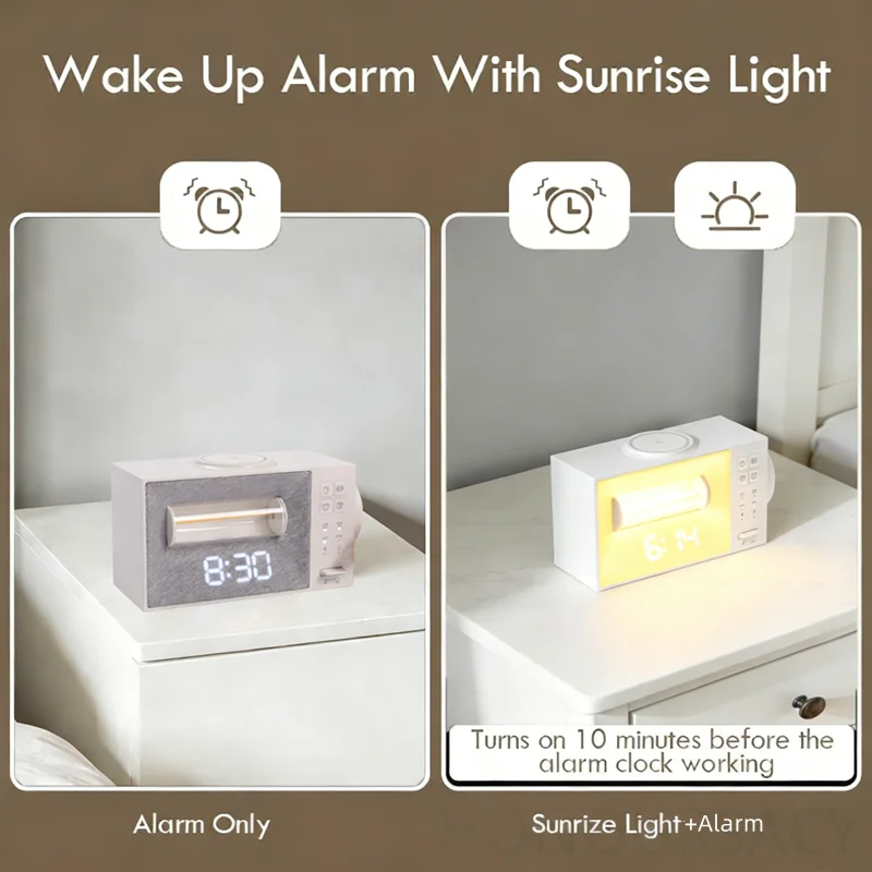 Smart Digital Display Clock Alarms 20 Kind White Noise Aid 15W Magnetic Wireless Charger Wake Up Lights With 3-Level Night Light
Smart Digital Display Clock Alarms 20 Kind White Noise Aid 15W Magnetic Wireless Charger Wake Up Lights With 3-Level Night Light