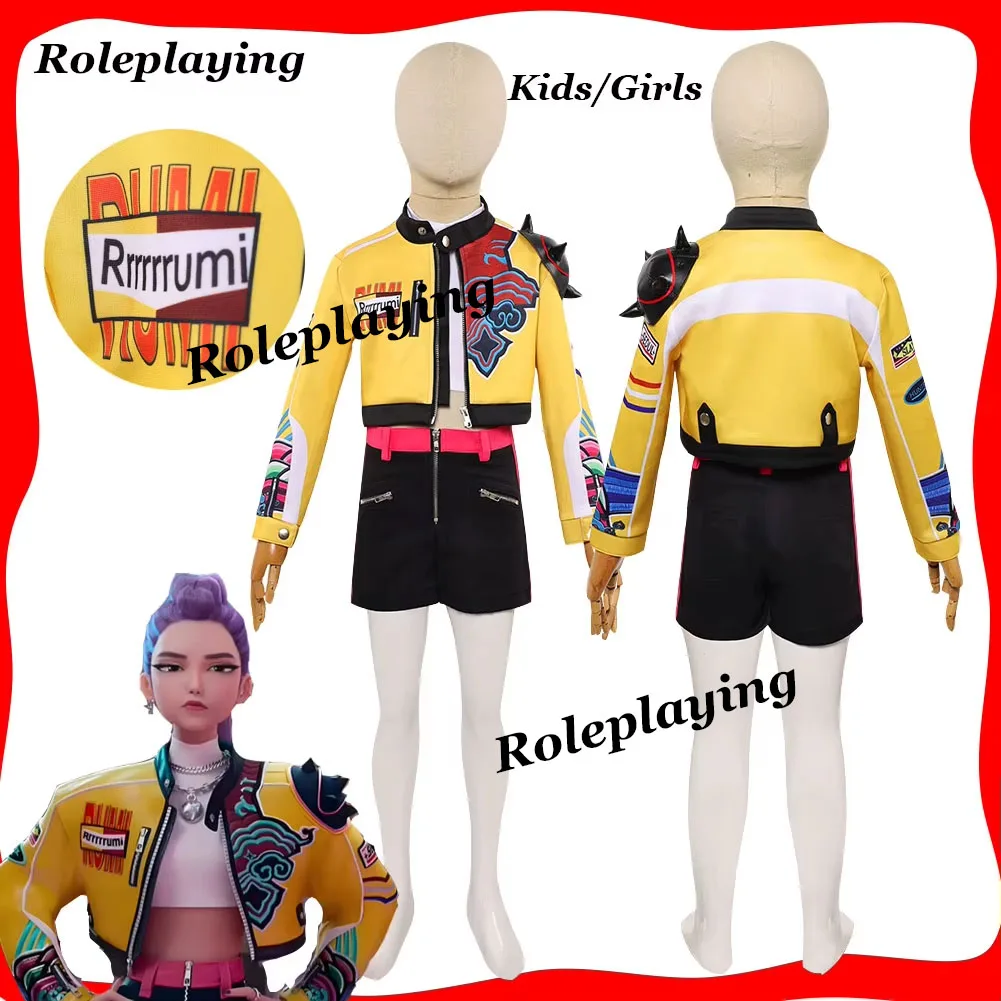 Children Kids RUMI Kpop Demon Hunter Cosplay Costume Girls Disguise Jacket Set Movie Disfraz for Halloween Carnival Party Suit
Children Kids RUMI Kpop Demon Hunter Cosplay Costume Girls Disguise Jacket Set Movie Disfraz for Halloween Carnival Party Suit