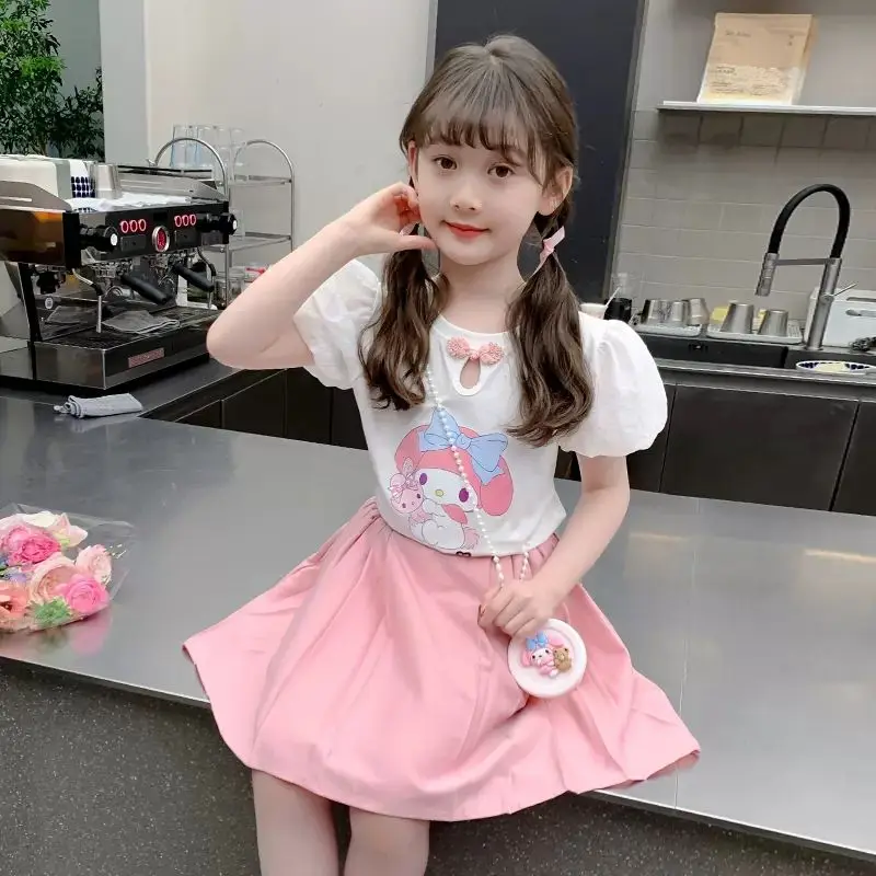 Sweet Kuromi Anime Kawaii Sanrio Y2K Short Sleeve Dress Set Cute Cartoon My Melody Children Print Sshirt Pleated Skirt Toys
Sweet Kuromi Anime Kawaii Sanrio Y2K Short Sleeve Dress Set Cute Cartoon My Melody Children Print Sshirt Pleated Skirt Toys