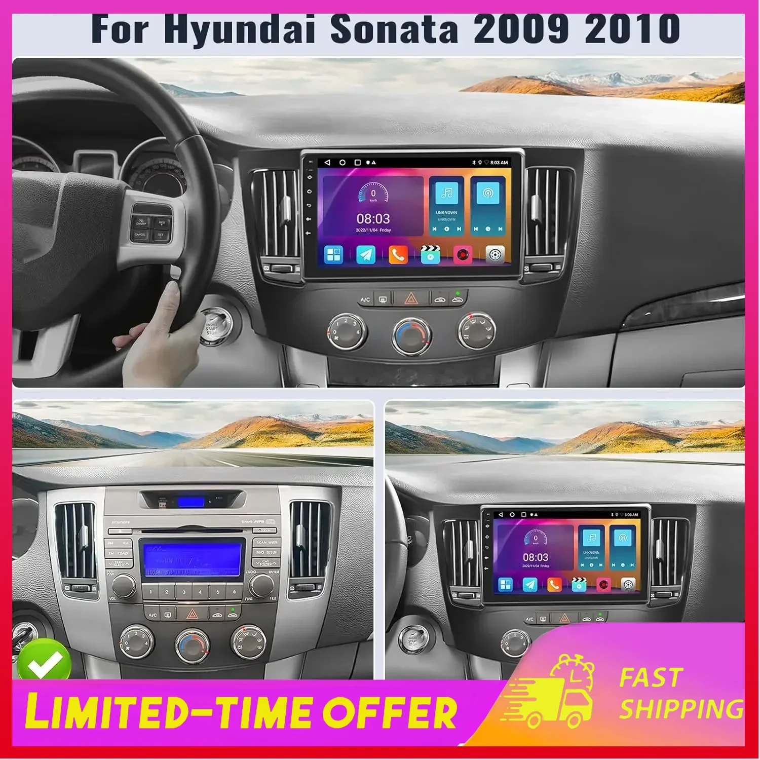 For Hyundai Sonata NF 2009-2010 Android 15 In-Car Navigation System 9in Featuring with CarPlay Android 2+32GB Multimedia
For Hyundai Sonata NF 2009-2010 Android 15 In-Car Navigation System 9in Featuring with CarPlay Android 2+32GB Multimedia