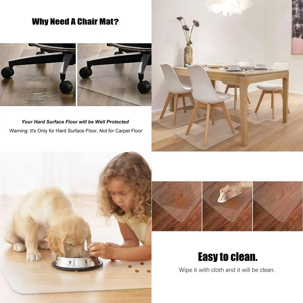 Clear PVC Chair Mat, 48 x 72, for Hardwood Floors, Durable Protector for Home and Office Use
Clear PVC Chair Mat, 48 x 72, for Hardwood Floors, Durable Protector for Home and Office Use