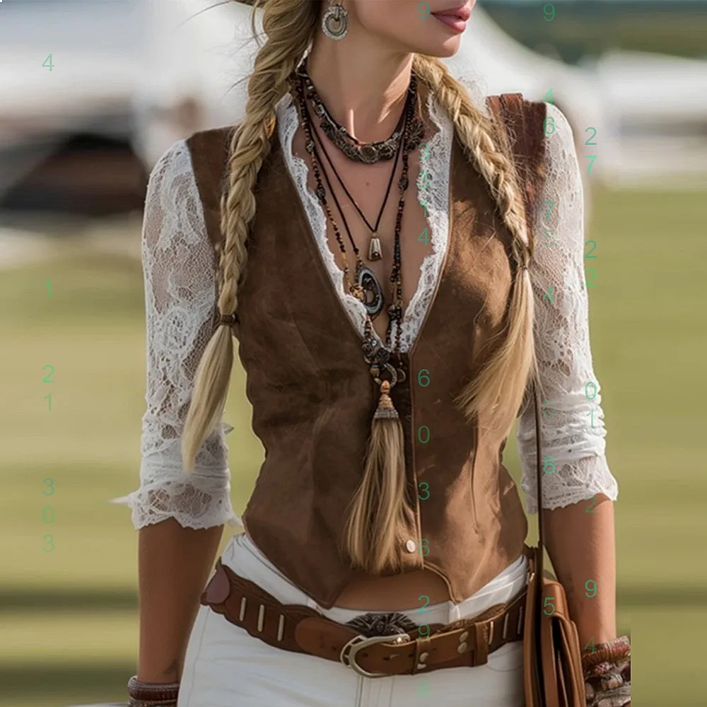 Retro Vest Women Spring Summer Tops Lace Splicing Vest Tops Blouse
Retro Vest Women Spring Summer Tops Lace Splicing Vest Tops Blouse