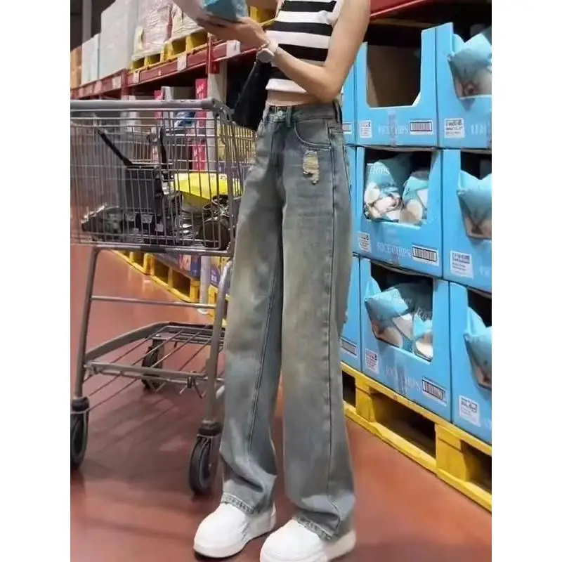 Джинсы с высокой талией и прямыми штанинами для женщин: модные, свободные, стройнящие, узкого кроя, широкие брюки, повседневные, удобные, из смесового хлопка
Джинсы с высокой талией и прямыми штанинами для женщин: модные, свободные, стройнящие, узкого кроя, широкие брюки, повседневные, удобные, из смесового хлопка