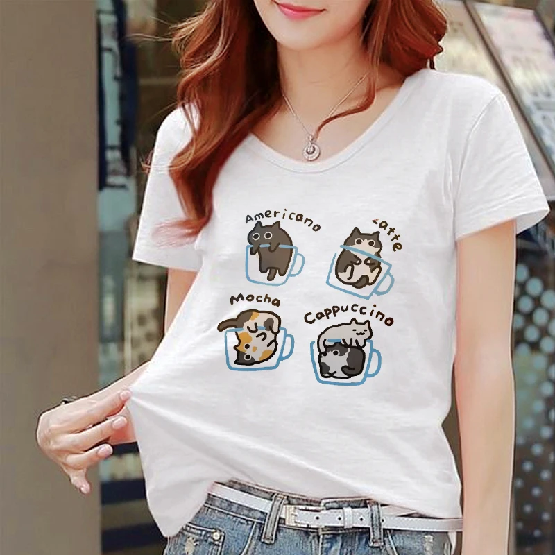 New T-shirt for Women's Cat Coffee Printed Pattern Loose Original Cat Couple Student Round Neck Top Oversized T Shirt
New T-shirt for Women's Cat Coffee Printed Pattern Loose Original Cat Couple Student Round Neck Top Oversized T Shirt