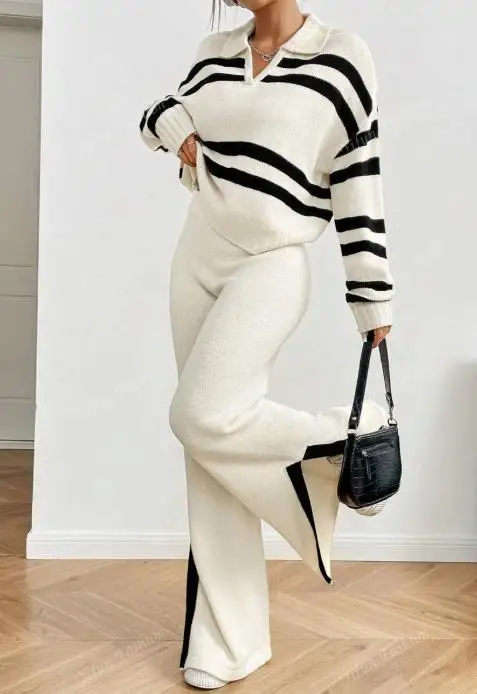 Женский свитер 2025 года, новый повседневный модный универсальный полосатый воротник, женский вязаный свитер, свободный универсальный свитер с длинными рукавами
Женский свитер 2025 года, новый повседневный модный универсальный полосатый воротник, женский вязаный свитер, свободный универсальный свитер с длинными рукавами