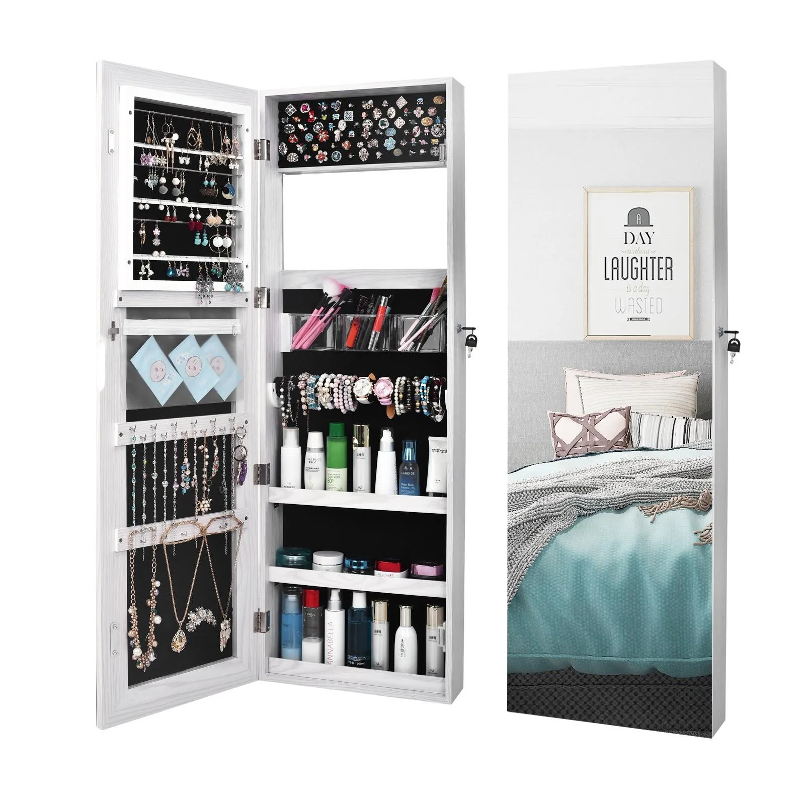 Lockable Mirror Jewelry Cabinet Armoire Makeup Storage Box w/ Full-Length Mirror
Lockable Mirror Jewelry Cabinet Armoire Makeup Storage Box w/ Full-Length Mirror