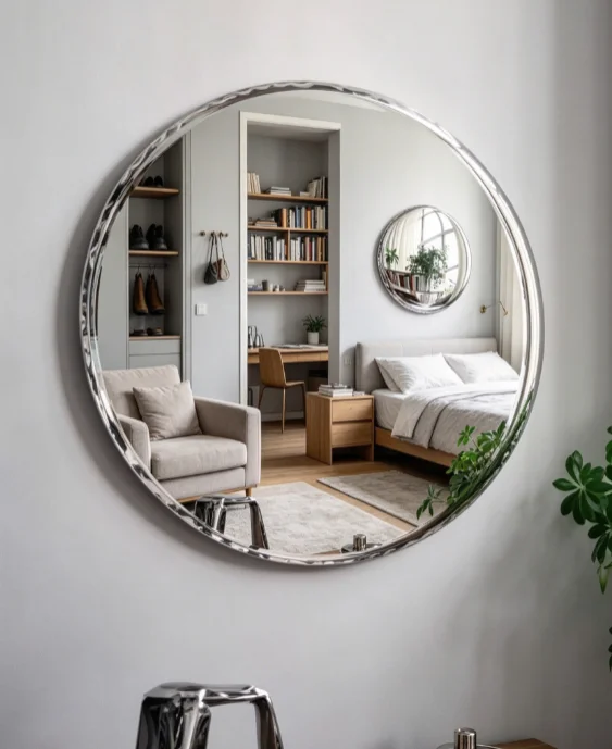 Electroplated Stainless Steel Round Decor Mirror Luxury Home Living Room Background Wall Hanging Decorative Mirror
Electroplated Stainless Steel Round Decor Mirror Luxury Home Living Room Background Wall Hanging Decorative Mirror