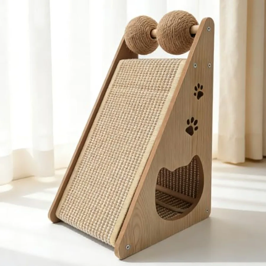 Sisal Cat Scratcher Ramp Scratching Post Vertical Cat Toy Scratch Pad with Balls for Indoor Cats Solid Wood Cat Furniture
Sisal Cat Scratcher Ramp Scratching Post Vertical Cat Toy Scratch Pad with Balls for Indoor Cats Solid Wood Cat Furniture