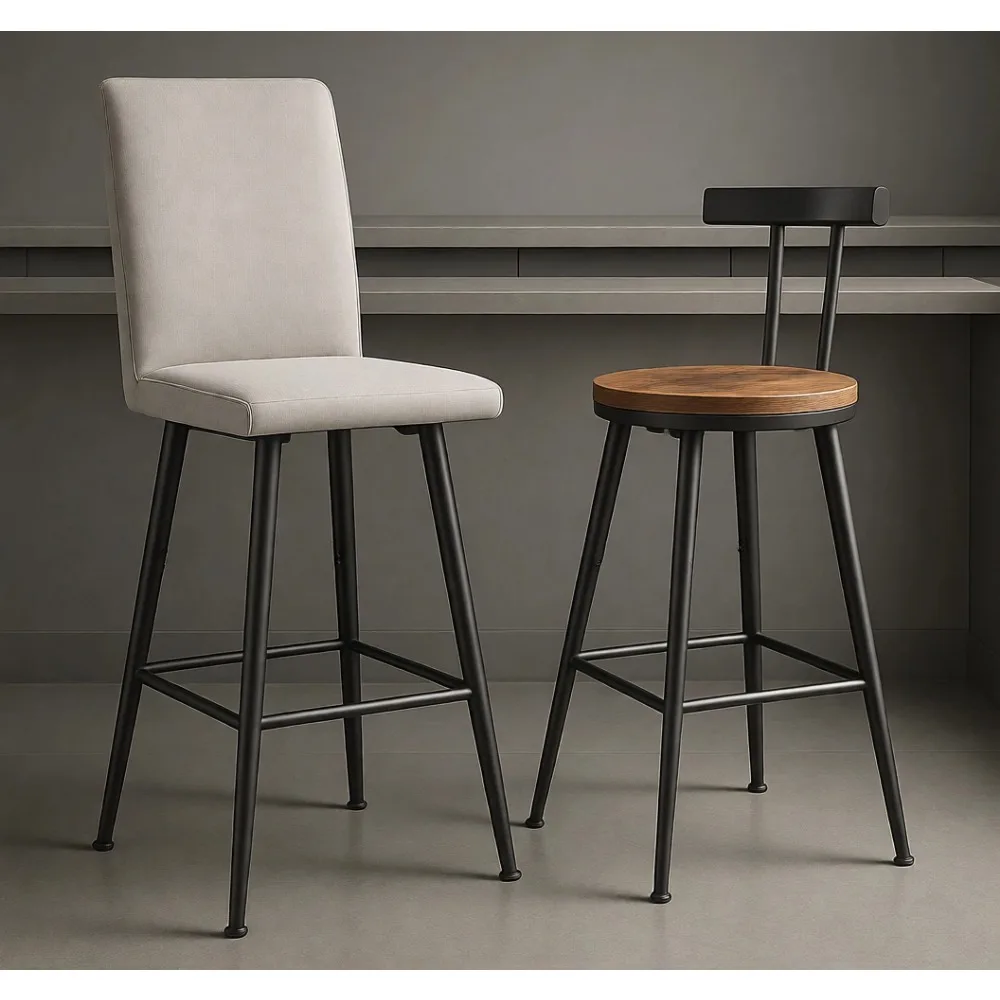 Set of Two Counter Height Stools with Backrest Footrest Metal Frame Adjustable Feet Easy Assembly Kitchen Bar Brown
Set of Two Counter Height Stools with Backrest Footrest Metal Frame Adjustable Feet Easy Assembly Kitchen Bar Brown