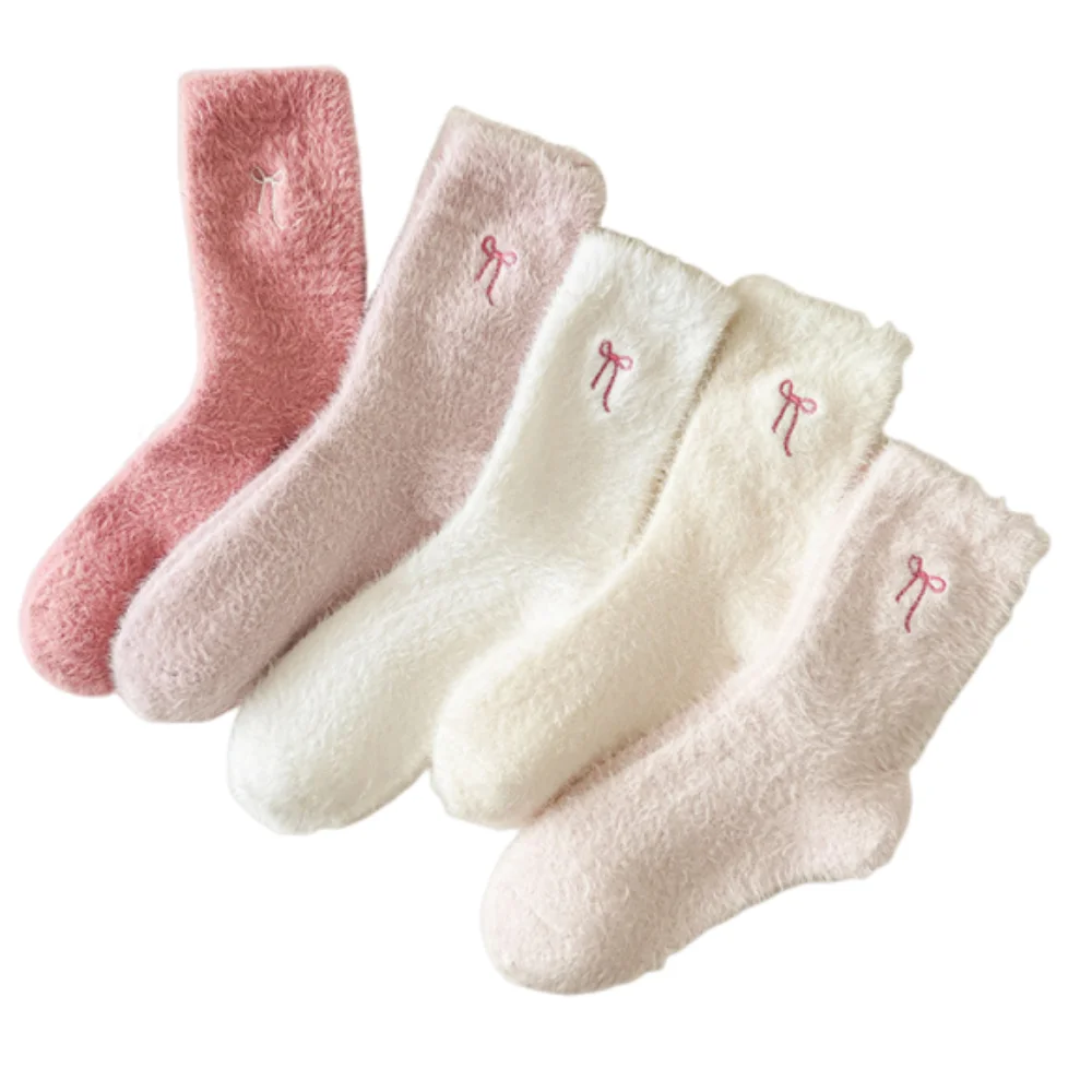 5Pairs Pink Bowknot Women's Thickened Socks Cute Comfortable Warm Home Socks Solid Color Breathable Middle Tube Socks
5Pairs Pink Bowknot Women's Thickened Socks Cute Comfortable Warm Home Socks Solid Color Breathable Middle Tube Socks