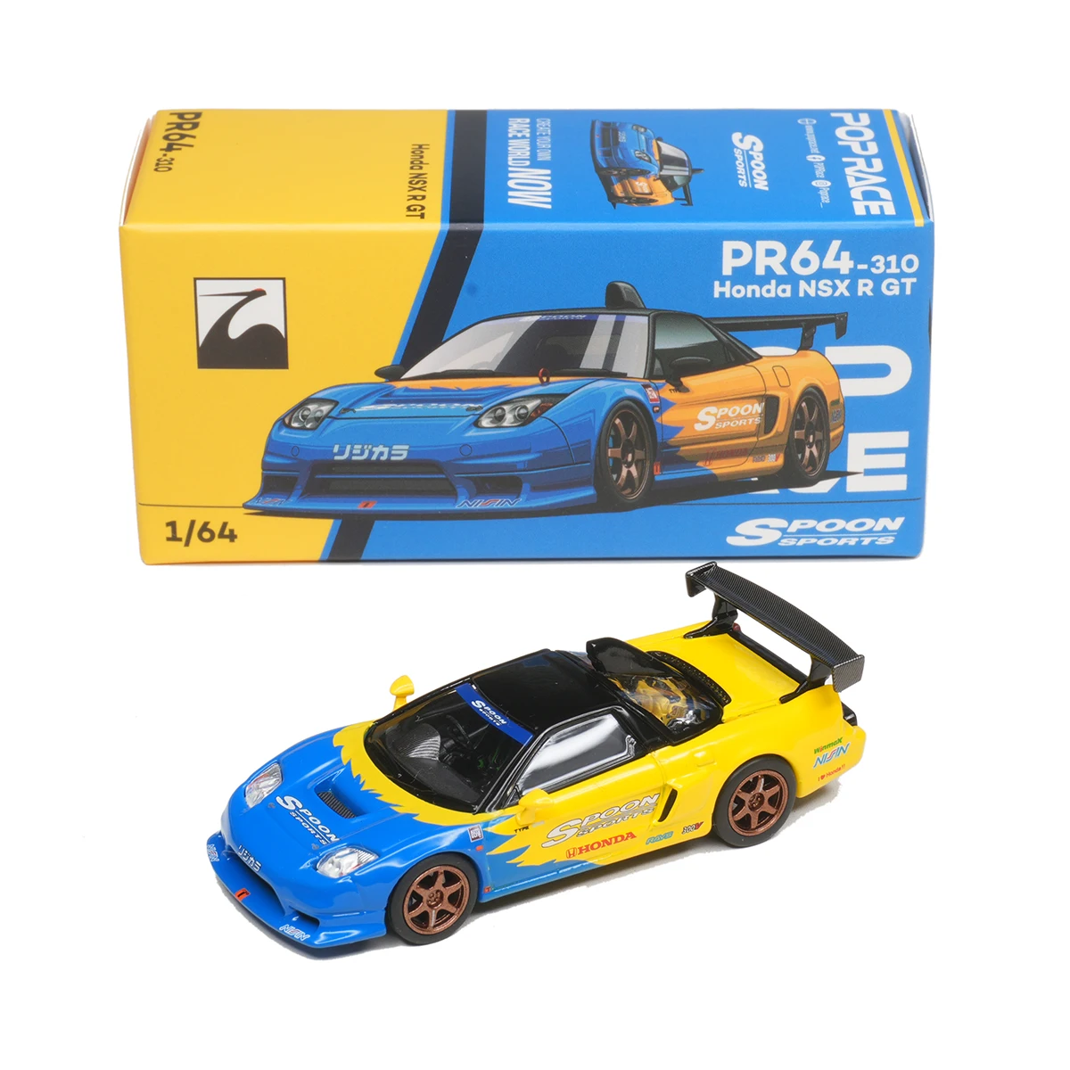 POP RACE In Stock 1:64 NSX R GT Spoon Openable Hood Diecast Car Model Collection Toys