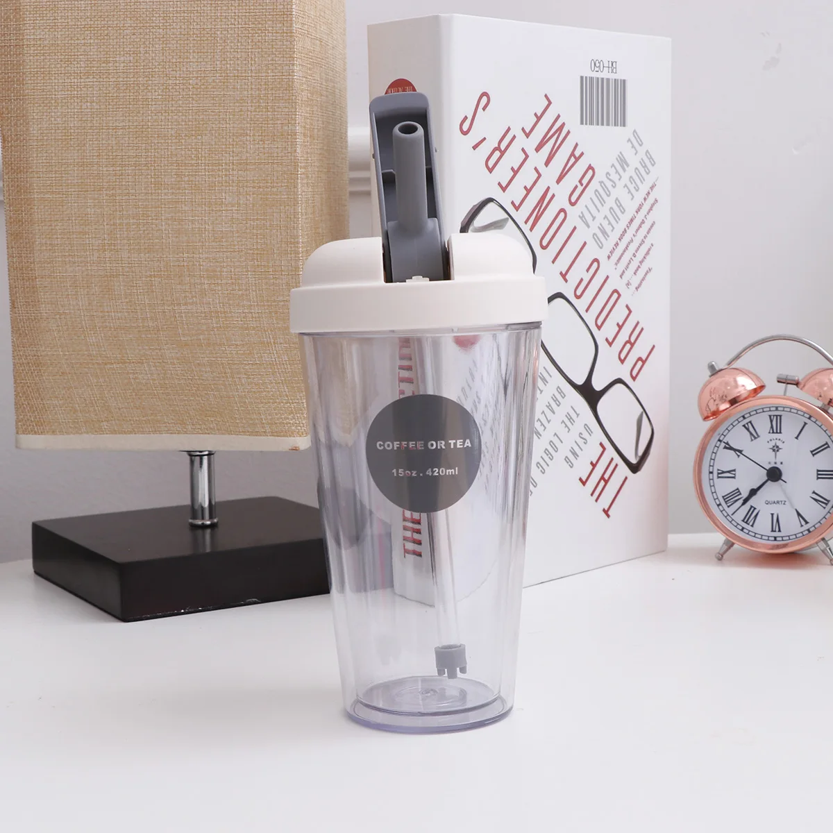 Double Layer Plastic Water Bottle 420ml Light Grey Portable Leak Proof One Hand Operation Wide Mouth Perfect for Sports
Double Layer Plastic Water Bottle 420ml Light Grey Portable Leak Proof One Hand Operation Wide Mouth Perfect for Sports