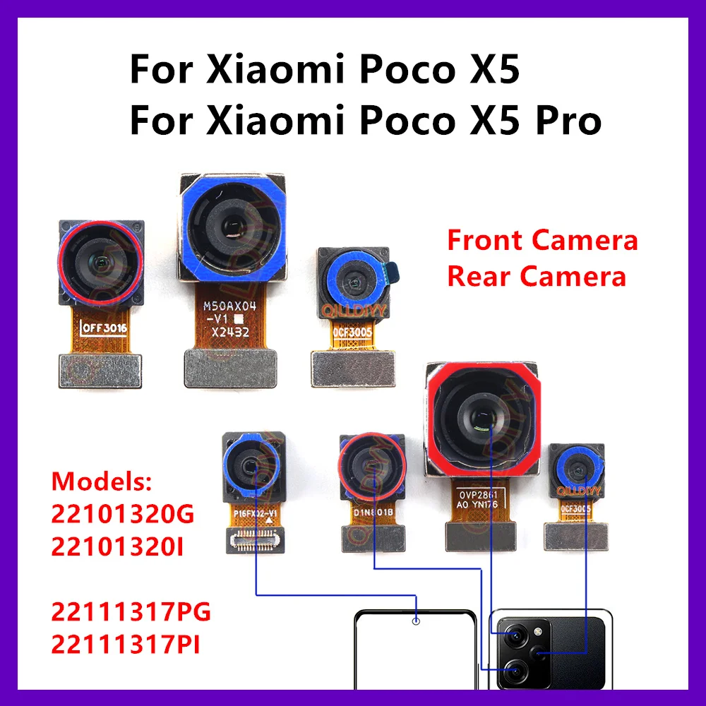 48 MP 108 MP Rear Front Camera For Xiaomi Poco X5 / X5 Pro Frontal Selfie Facing Main Back Wide Camera Module Flex Cable Parts
48 MP 108 MP Rear Front Camera For Xiaomi Poco X5 / X5 Pro Frontal Selfie Facing Main Back Wide Camera Module Flex Cable Parts