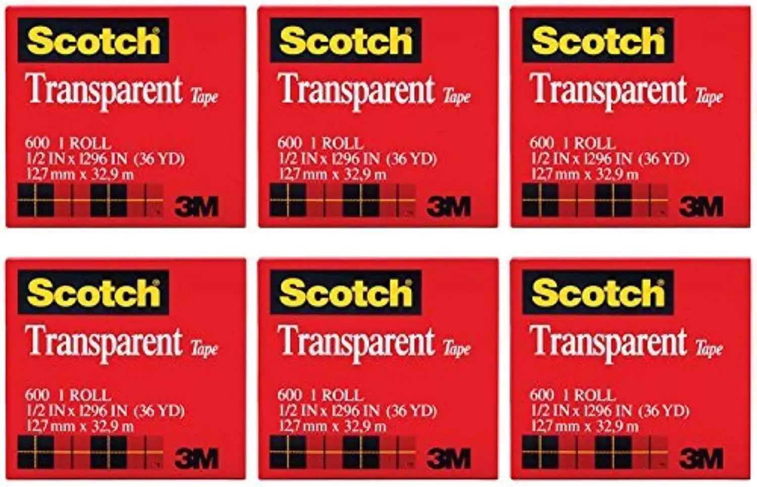 Clear Transparent Tape, 1/2 Inch x 36 Yards, 6 Pack for Sealing and Repairs
Clear Transparent Tape, 1/2 Inch x 36 Yards, 6 Pack for Sealing and Repairs