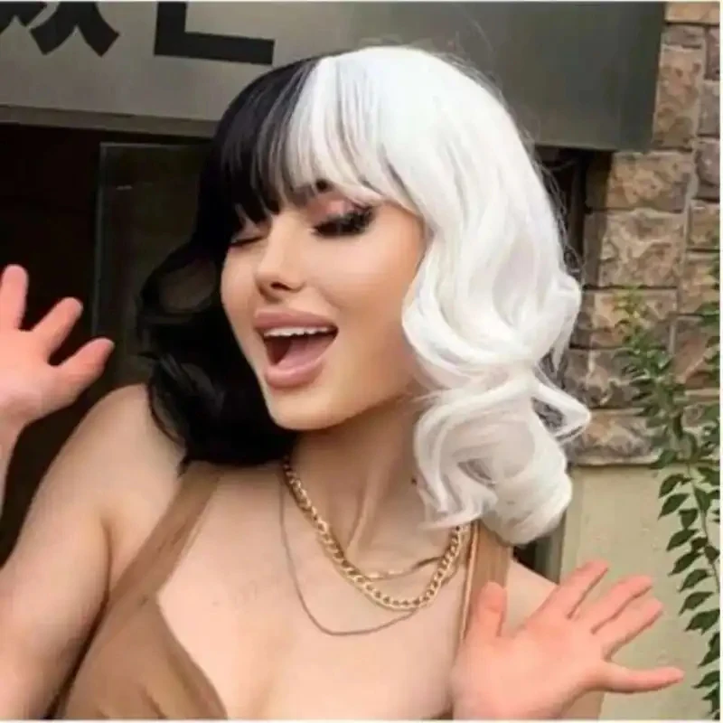 gb6CRUELLA de Vil Wig Short Curly Black half White Ms. Spot Hair Deville Dalmations Heat Resistant Cosplay Wigs st.
gb6CRUELLA de Vil Wig Short Curly Black half White Ms. Spot Hair Deville Dalmations Heat Resistant Cosplay Wigs st.