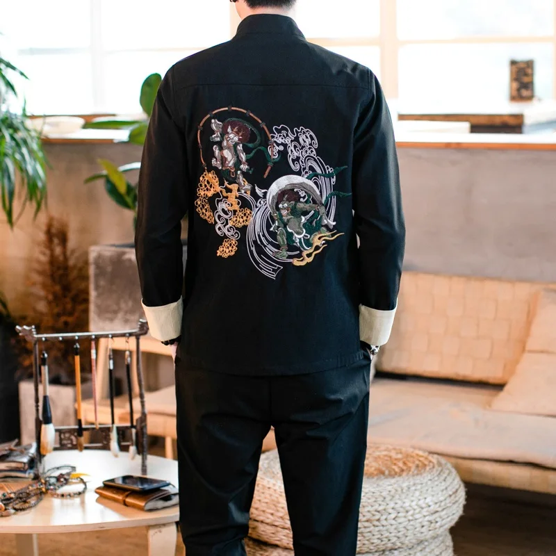 Casual Men's Manin Collar Jaet Embroidered Wind Tang Coat Large Size Spring Autumn New Sle Button Decorated Stand Fit
Casual Men's Manin Collar Jaet Embroidered Wind Tang Coat Large Size Spring Autumn New Sle Button Decorated Stand Fit