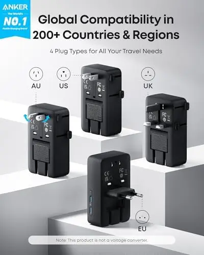 Anker Nano 5-Port Travel Adapter with USB-C & USB-A for 200+ Countries
Anker Nano 5-Port Travel Adapter with USB-C & USB-A for 200+ Countries
