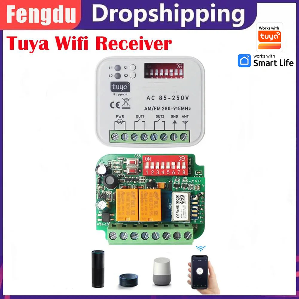 Wireless Gate Remote Control Multi Frequency 280-915MHz Rolling&Fixed Code Garage Door Receiver Works Tuya Smart Life APP
Wireless Gate Remote Control Multi Frequency 280-915MHz Rolling&Fixed Code Garage Door Receiver Works Tuya Smart Life APP