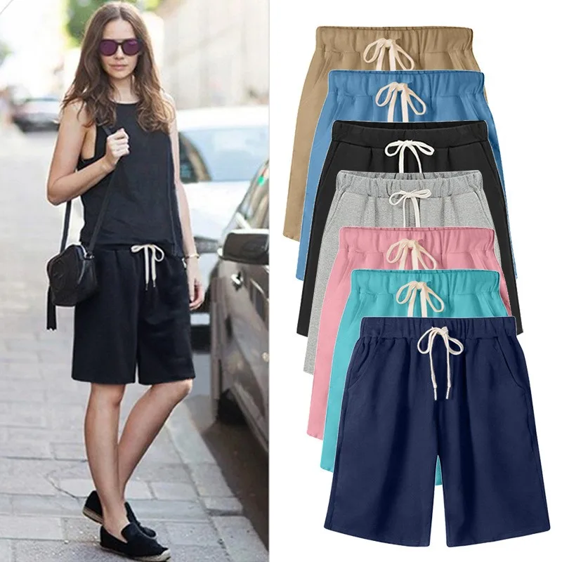 Casual Women Shorts Cotton Blend Loose Fit Short Pants Mid Waist Drawstring Waist Solid Color Knee Length Cropped Pants Black
Casual Women Shorts Cotton Blend Loose Fit Short Pants Mid Waist Drawstring Waist Solid Color Knee Length Cropped Pants Black