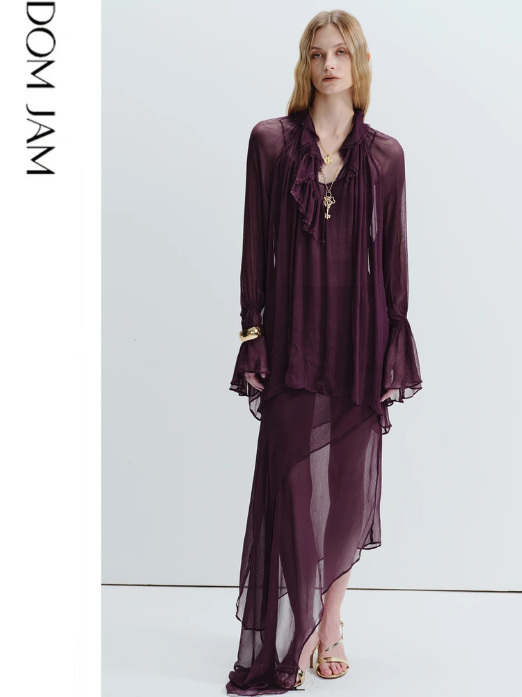 Комплект из шелкового крепа ручной работы с фиолетовым оттенком и отделкой по краю, женская модная осенняя коллекция
Комплект из шелкового крепа ручной работы с фиолетовым оттенком и отделкой по краю, женская модная осенняя коллекция