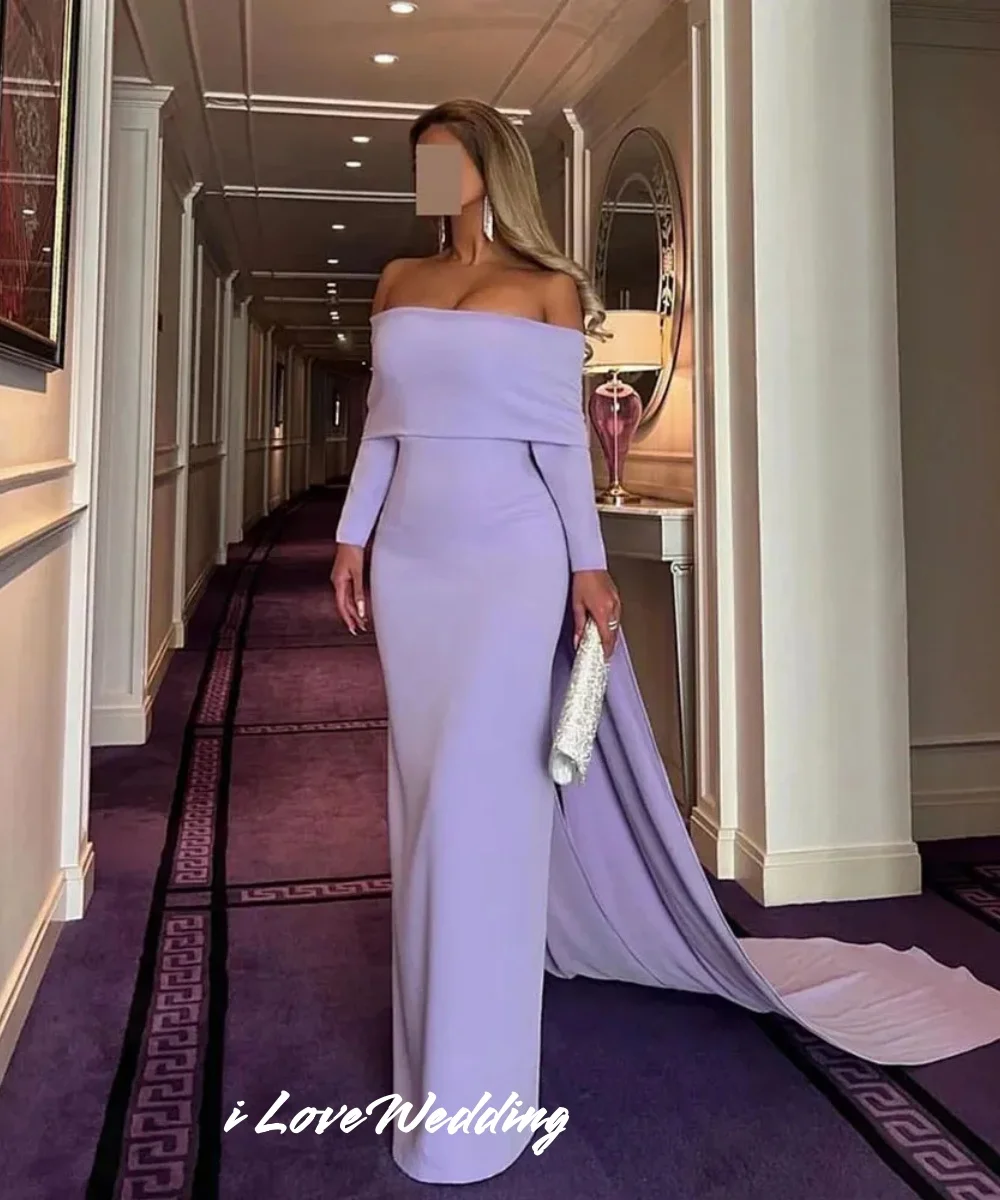 Purple Strapless Evening Dress Long Sleeve Chapel Train Dress Mermaid Backless Zipper Long Dress Wedding Guest Dress Customized
Purple Strapless Evening Dress Long Sleeve Chapel Train Dress Mermaid Backless Zipper Long Dress Wedding Guest Dress Customized