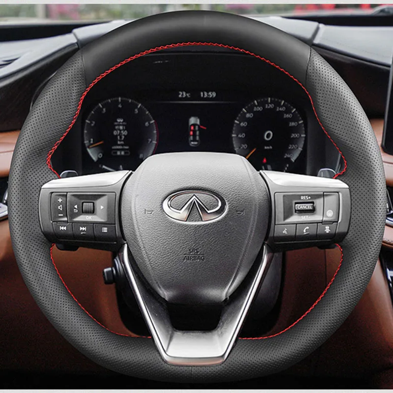 For Infiniti QX60 2022-2024 auto parts Hand Stitched non-slip black Genuine Leather Car Steering Wheel Cover
For Infiniti QX60 2022-2024 auto parts Hand Stitched non-slip black Genuine Leather Car Steering Wheel Cover