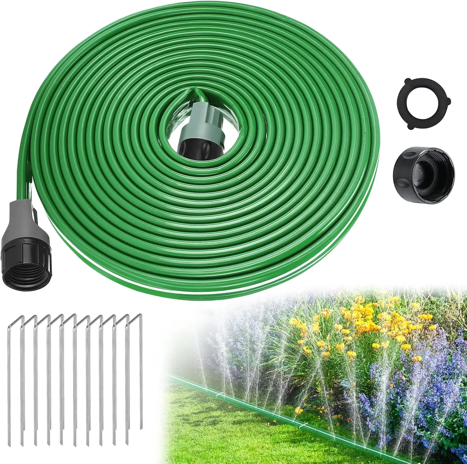 25ft Soaker Hose - Kink-Free Flexible Garden Hose for Lawn Irrigation with 10 Stakes
25ft Soaker Hose - Kink-Free Flexible Garden Hose for Lawn Irrigation with 10 Stakes