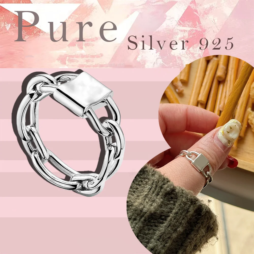 Unique fashion design without collision, lock head, pure silver chain ring S925 couple ring, birthday gift, daily accessories
Unique fashion design without collision, lock head, pure silver chain ring S925 couple ring, birthday gift, daily accessories