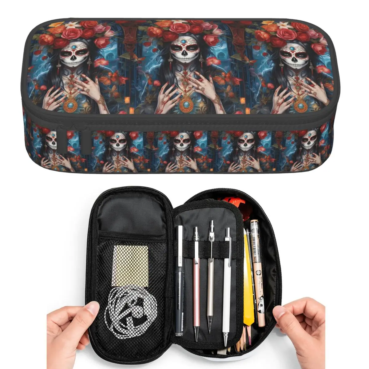 Mexican Catrina Sugar Skull Lady Pencil Cases for Students Pen Box Pencil Bag Large Storage Pencil Pouch Pen Holder
Mexican Catrina Sugar Skull Lady Pencil Cases for Students Pen Box Pencil Bag Large Storage Pencil Pouch Pen Holder