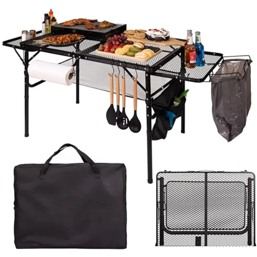 Folding Table w/ Carry Bag, Paper Towel Holder, Garbage Holder, Wing Panels, 3x2 FT Foldable Table for Portable Grill, Picnic,
Folding Table w/ Carry Bag, Paper Towel Holder, Garbage Holder, Wing Panels, 3x2 FT Foldable Table for Portable Grill, Picnic,
